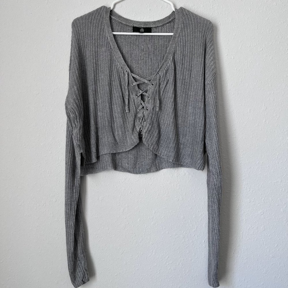 Missguided Grey Marl Knit Cropped Sweater size 8